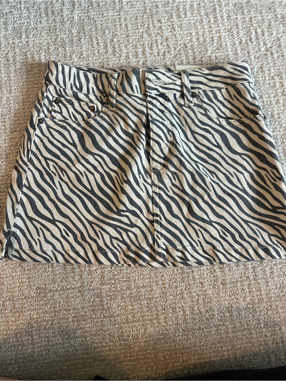 Just USA Zebra-Print Mini Skirt in Black and Cream
